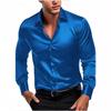 2026 Men's Business Long Sleeve Shirts Button Up Night Club Bright Surface Shirt Rock and Roll Style