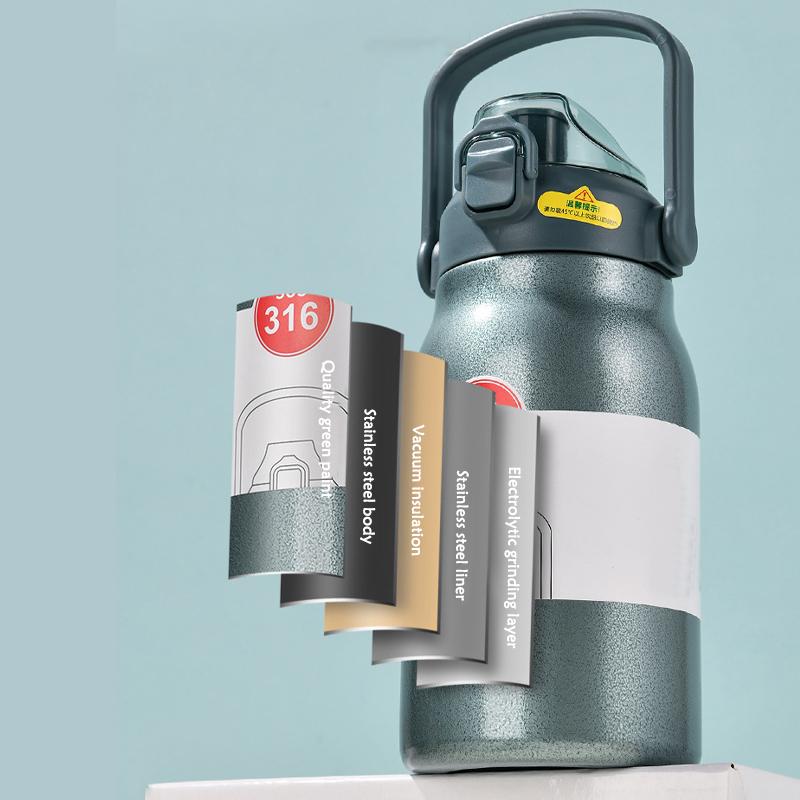 800/1300ML Thermos Cup 316 Large Capacity New Sport Insulation Bottle Outdoor Portable Stainless Steel with Straw Water Cup
