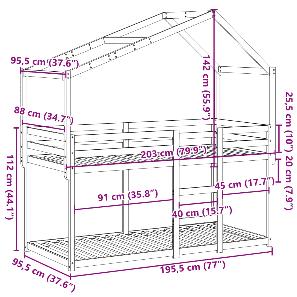 Bunk Bed with Canopy Wax Brown 90 x 190 cm Solid Pine Wood