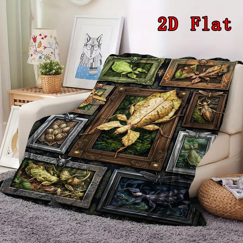 Insect Collage 2D Flat Pattern Flannel Blanket, High quality All Seasons, Home Decor, Warmth and Comfort, Perfect for Christmas Gifts.