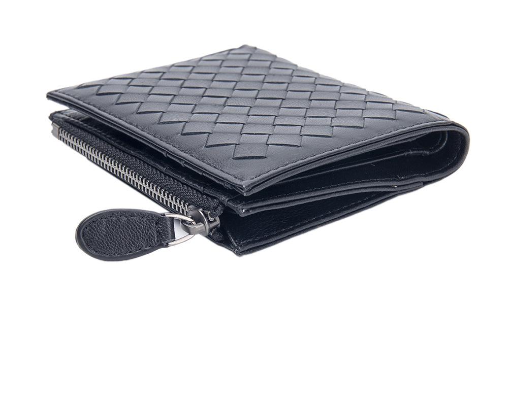 Women's Genuine Leather Hand-Woven Lambskin Wallet - Short, Large Capacity Coin Purse & Card Holder