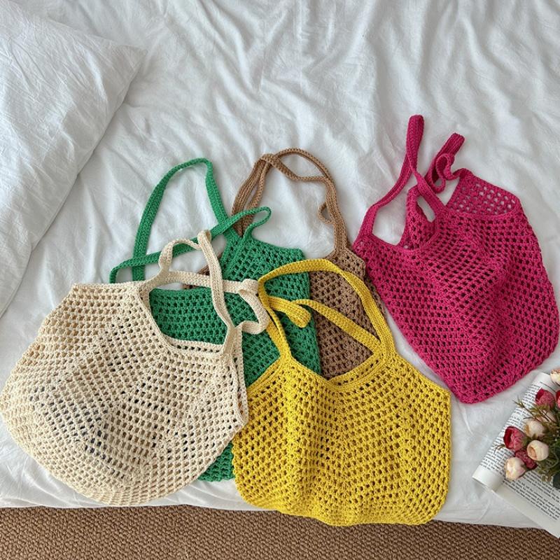 Spacious Cotton Woven Shoulder Bag for Women Ideal for Travel