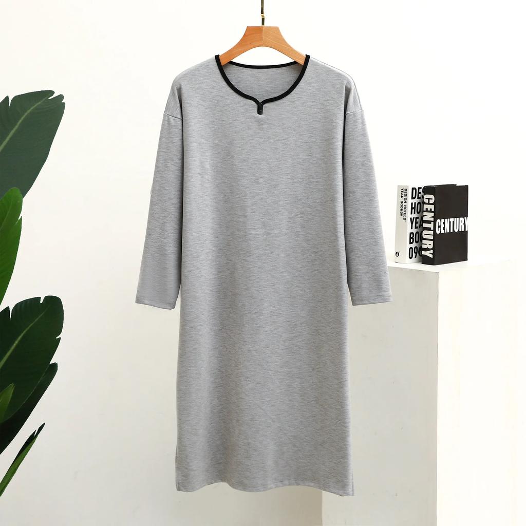 Jesienne i zimowe kolorowe pogrubione guziki kołnierzyk długi rękaw plus-size jednoczęściowa piżama domowa męska szlafrok koszula nocna