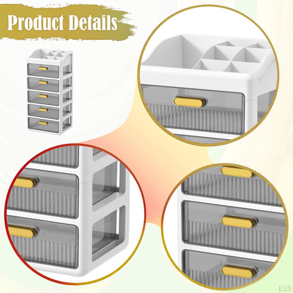 Desk Organizer Cosmetic Storage Box Modern with Compartments and Drawers Skincare for