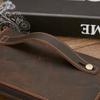 Men Genuine Crazy Horse Leather Long Wallet Vintage Zippered Phone Pocket Multi Compartment High Capacity Organizer Clutch Bag