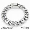 Bracelet Cool pour Homme 15MM de Large Acier Inoxydable Chaîne Cubaine Bracelets pour Homme Luxe Couleur Or Bijoux Cadeaux pour Lui Papa