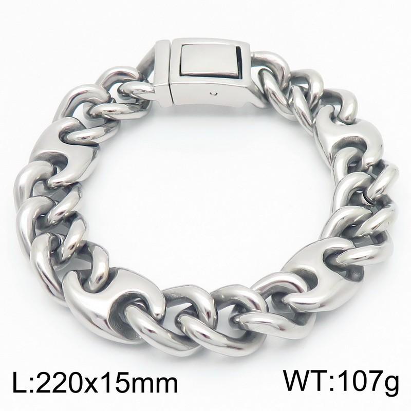 Bracelet Cool pour Homme 15MM de Large Acier Inoxydable Chaîne Cubaine Bracelets pour Homme Luxe Couleur Or Bijoux Cadeaux pour Lui Papa