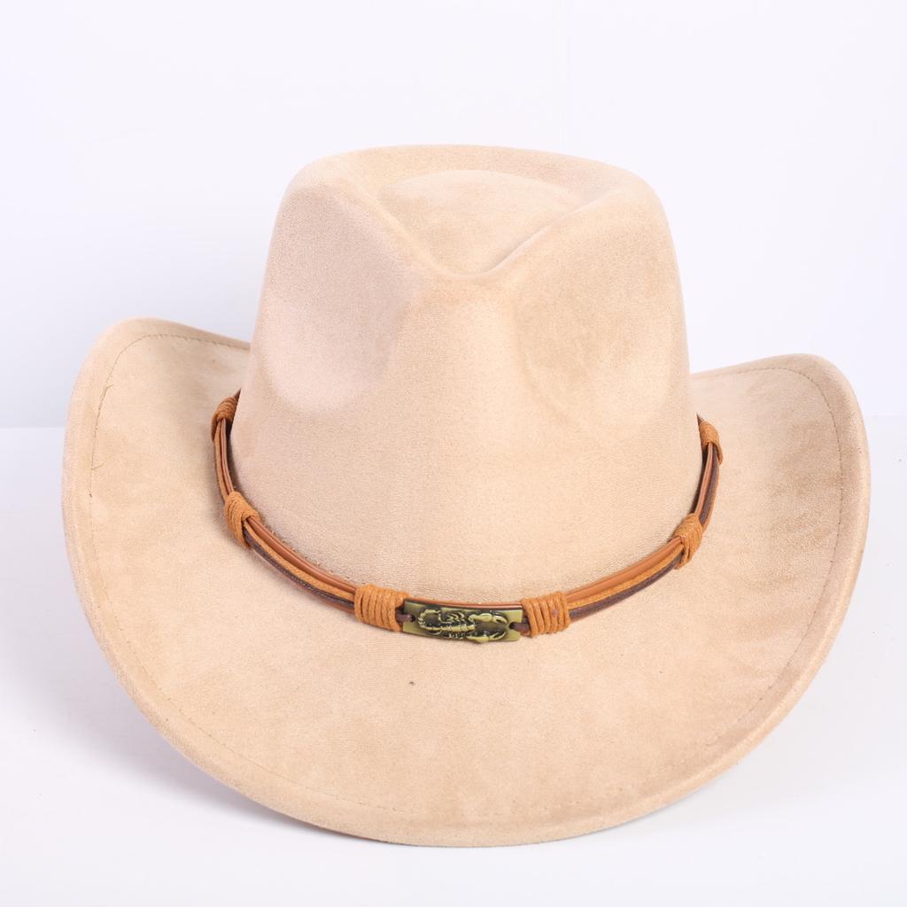 Popular European and American classic suede western cowboy hat men's and women's fashion LO style peach heart cowboy hat