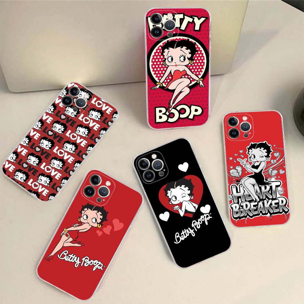 Animation B-Betty Boop Transparent TPU Phone Case For IPhone 17 11 12 13 14 15 16 Pro Max 16 Plus Cover