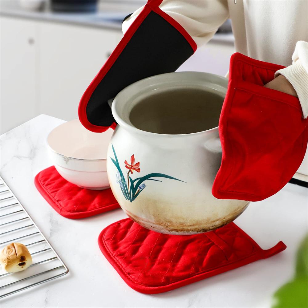 Microwave Glove Insulation Pad Rubber Anti Slip Cotton Multifunctional Pocket Insulation Pad Anti Slip And Anti Scald Gloves