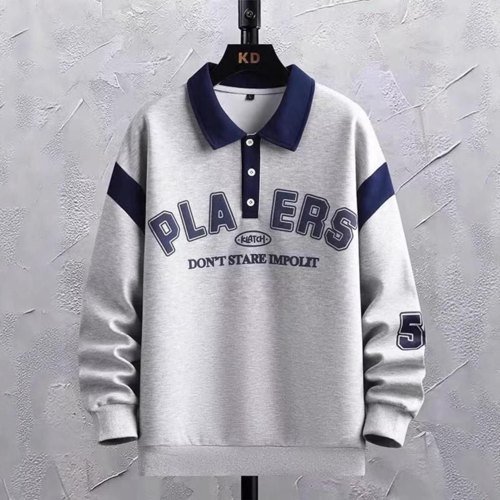 Men's Trendy Autumn Teen Lapel Polo Hoodie for Junior and High School Students