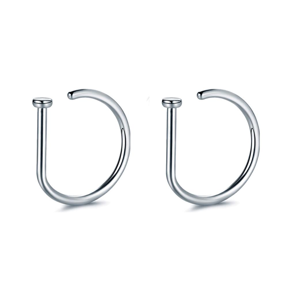 Fake Nose Ring Hoop Lip Labret Ring for Women Non Pierce Hoop Nose Ring Septum Hoop Ring Tragus Rook Ring Non Piercing Jewelry