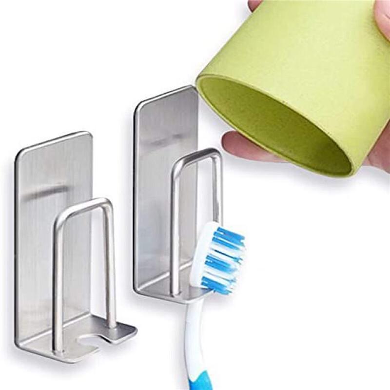 

Stainless Steel Self-Adhesive Toothbrush & Tumbler Holder 7.9cm