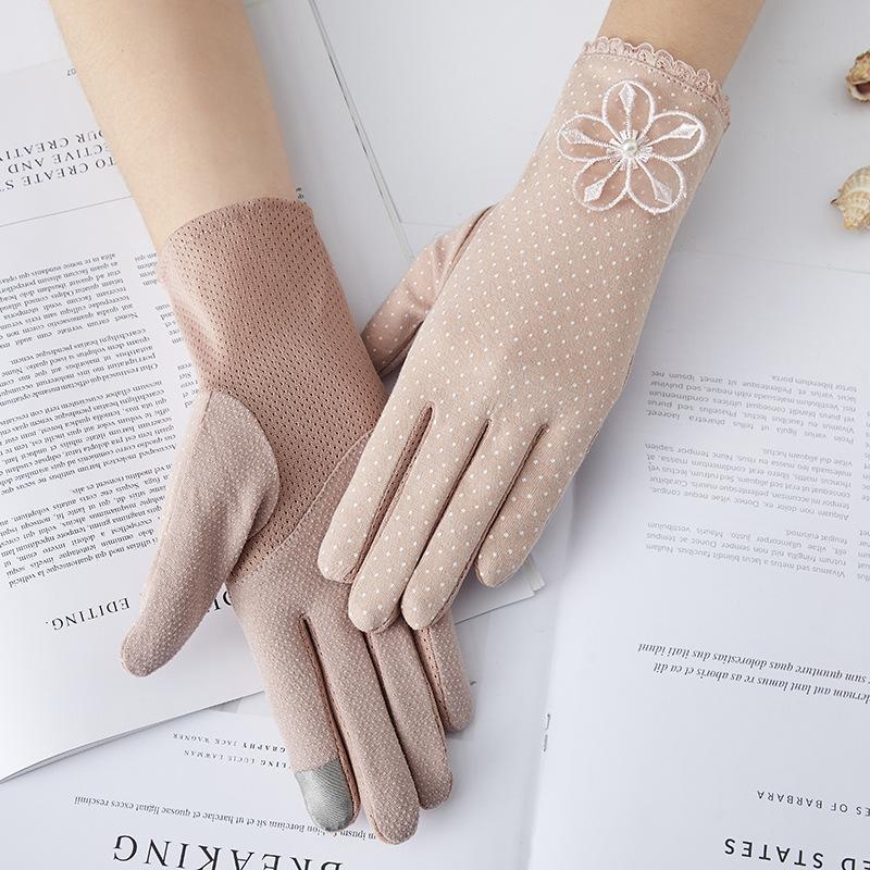 Women’s Summer Lace UV Protection Gloves, Short Touchscreen Anti-Slip Breathable Gloves for Driving Cycling