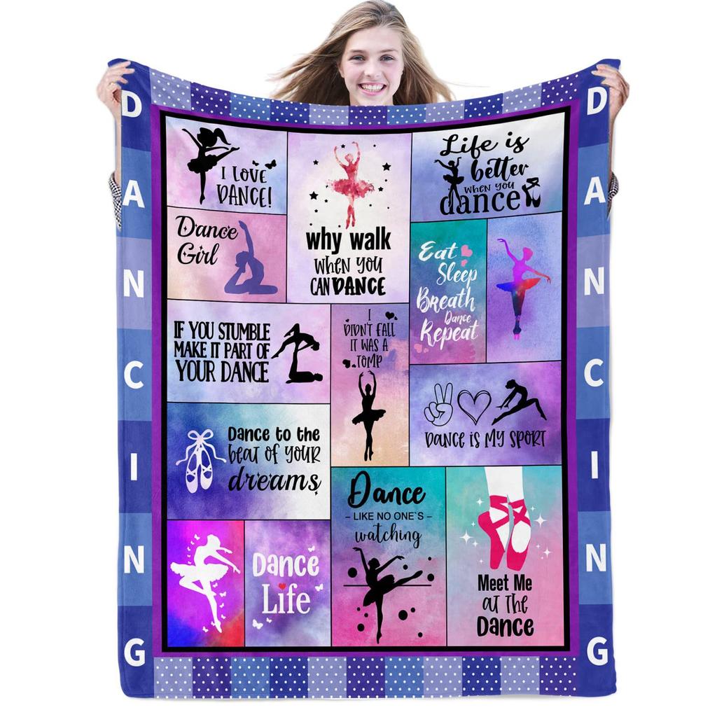 Girl Ballet Dance Print Flannel Blanket Cartoon Pattern Blanket Nap Blanket