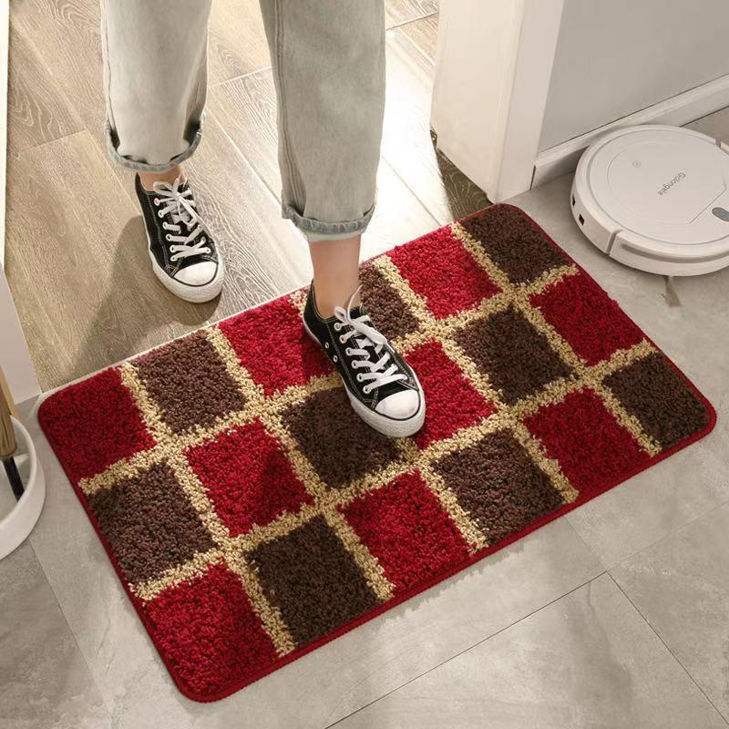 Chinese Floral Pattern Plush Floor Mat Non Slip Water Absorbent Washable Bathroom Entrance Doormat Home Decor