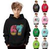 Kinder Langarm Lockerer Pullover Buchstabenaufdruck Kordelzug Kapuzen-Sweatshirt