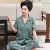 Summer cotton pajamas women's short-sleeved trousers middle-aged women's plus-size cardigan set thin loungewear