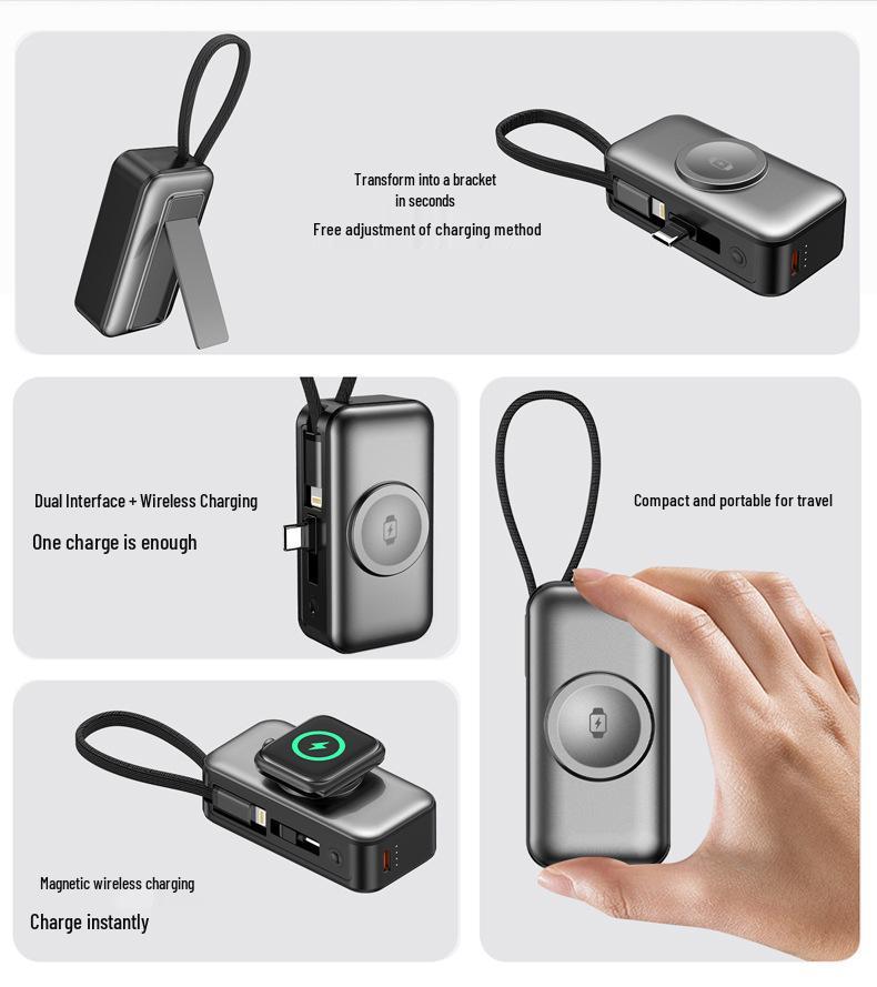 Cross-Border 3-in-1 Magnetic Wireless Charger: 22.5W Power Bank for Watch, Earphones, and Phone.