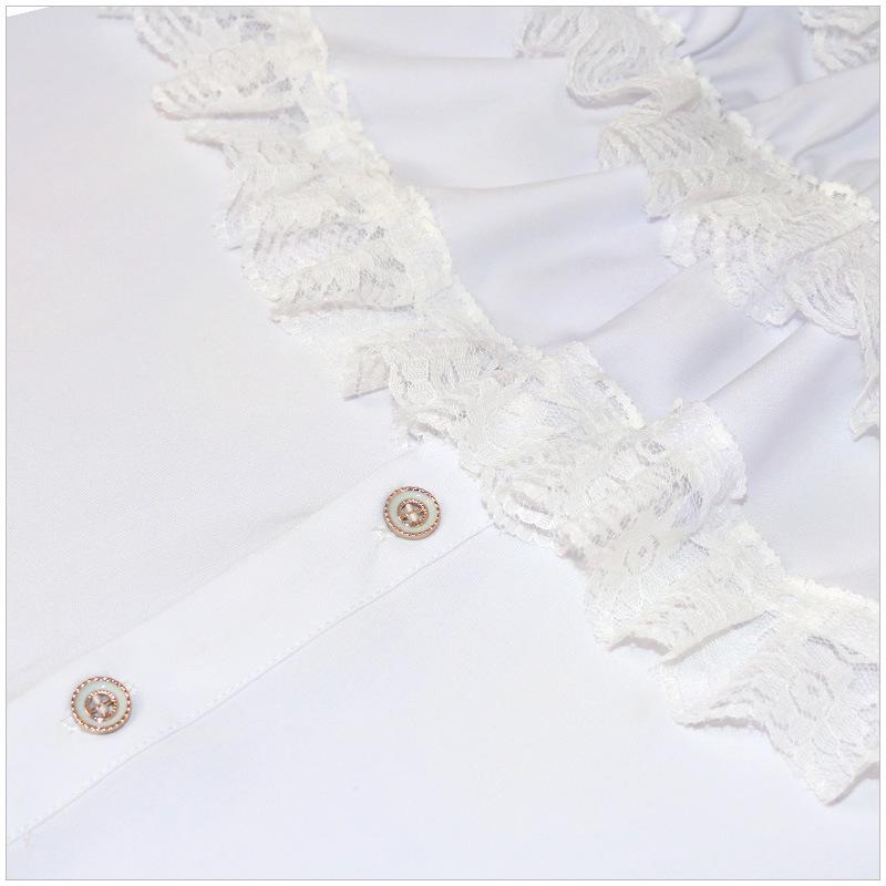 Gothic Ruffled Stand Collar Men's Long Sleeve Tie Shirt with Pleated Cuffs