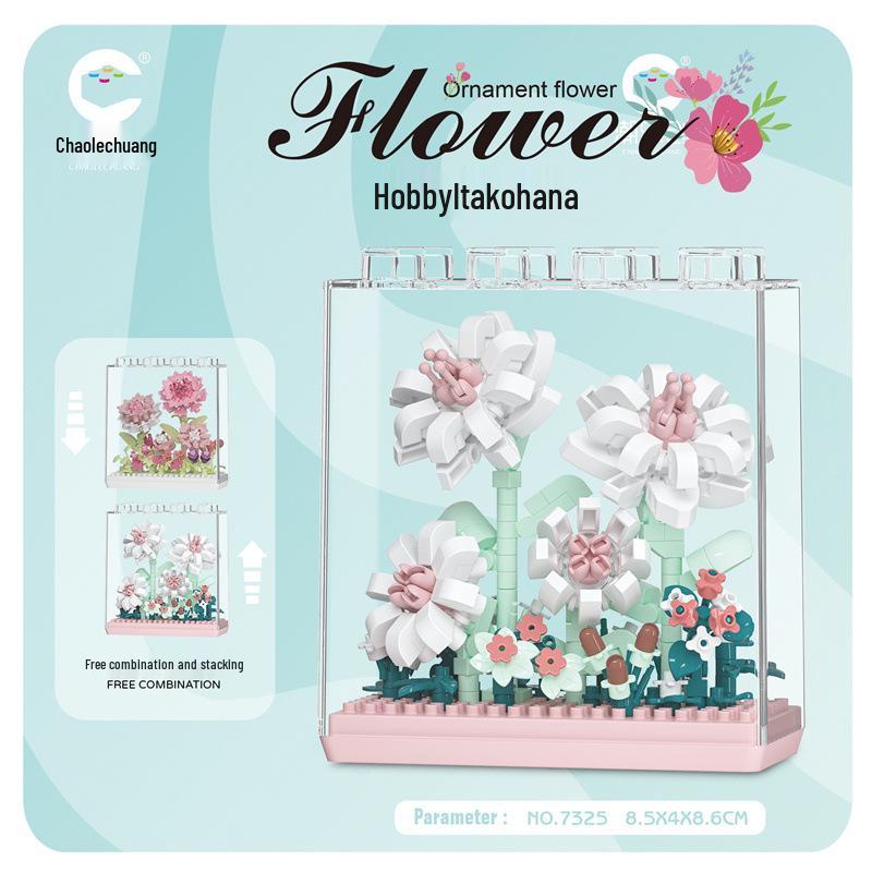 Bionic Eternal Flower Building Blocks: Sunflower and Rose Assembly Toy for Children