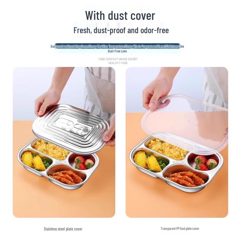 Children's 316 Stainless Steel 4-Compartment Dinner Plate Set