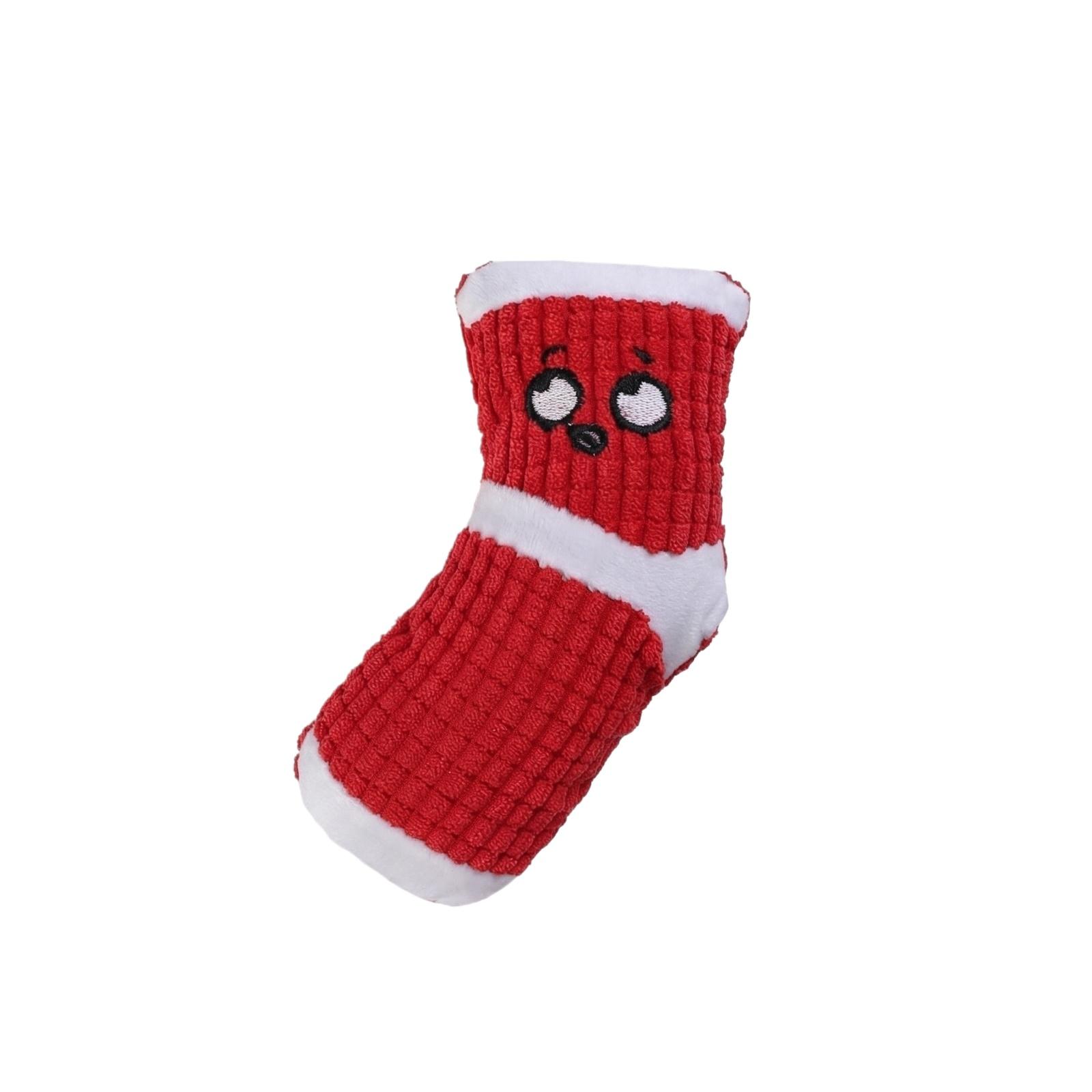Plush Cartoon Character Dog Chew Toy Sock Shape Soft Durable Pet Toy for Interactive Play and Chewing One Size красный