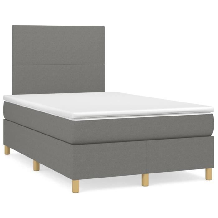 3142162 vidaXL Divan Bed with Mattress Dark Grey 120x200cm Fabric