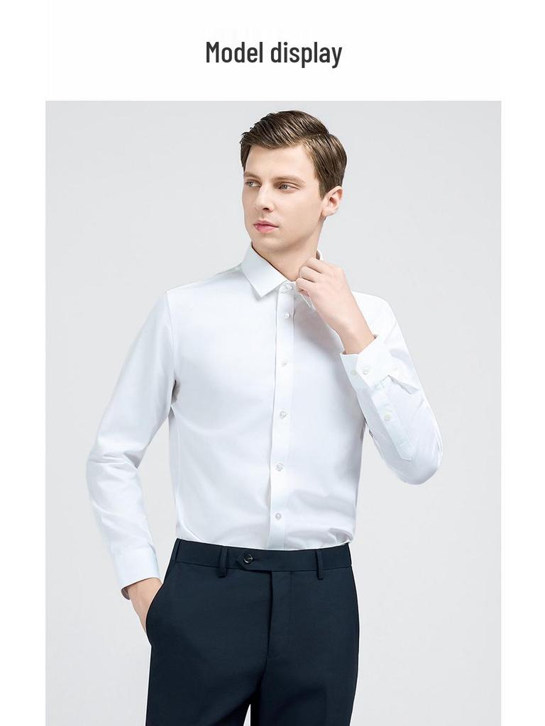 Men's Bamboo Fiber Wrinkle-Resistant Breathable Shirt - Summer Cool, Long/Short Sleeve, Solid White, High-End Professional