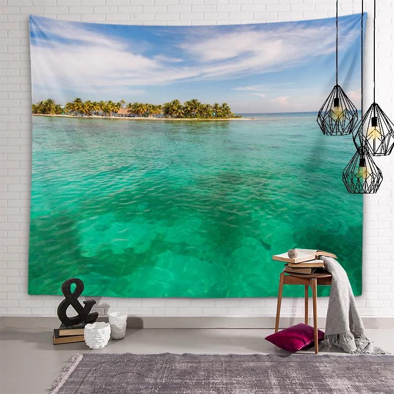 Nature Beach Scenery Art Tapestry Turtle Tapestry Wall Hanging Decor Backdrop Cloth Living Room Bedroom Home Decor Tapestries