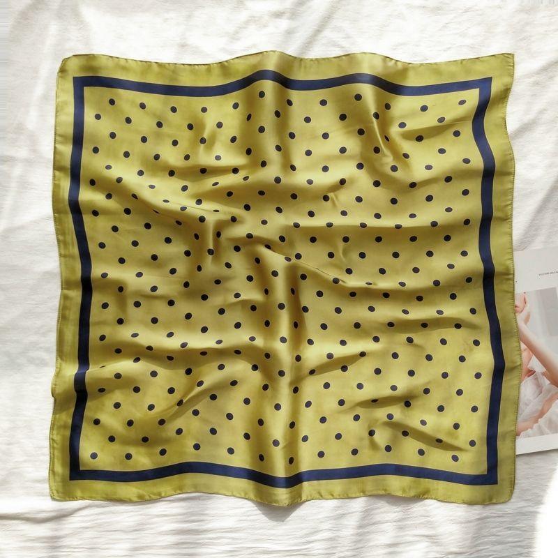 Eșarfă mică pătrată de primăvară și vară pentru femei | Eșarfă și eșarfă versatilă decorativă literară în stil coreean cu buline pentru doamne