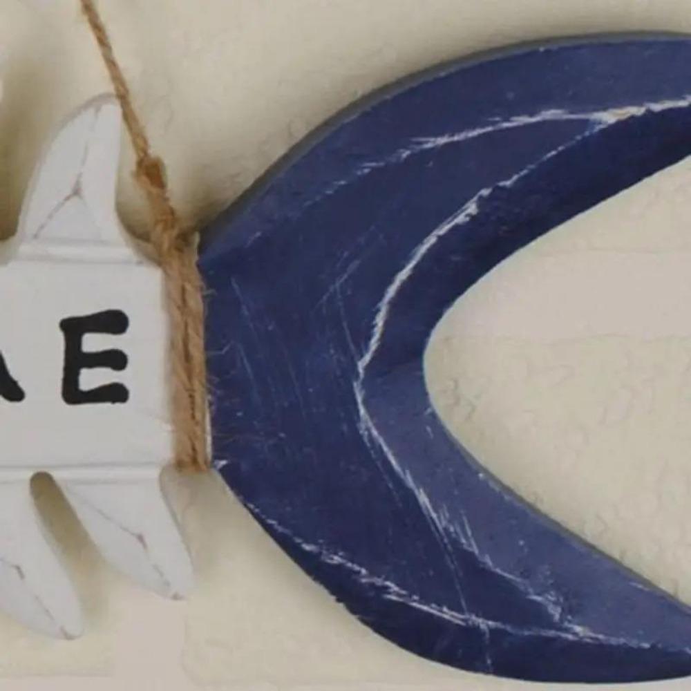 1 ks Středomořské Dřevěné Rybí Kosti Rybí Kost Vítejte K Zavěšení na Zeď Ozdoby Nástěnná Dekorace