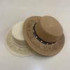 Tassel Pearl Flat Top Straw Hat Women'S Summer British Top Hat Travel Casual Sun Hat Outdoor Sun Protection Hat