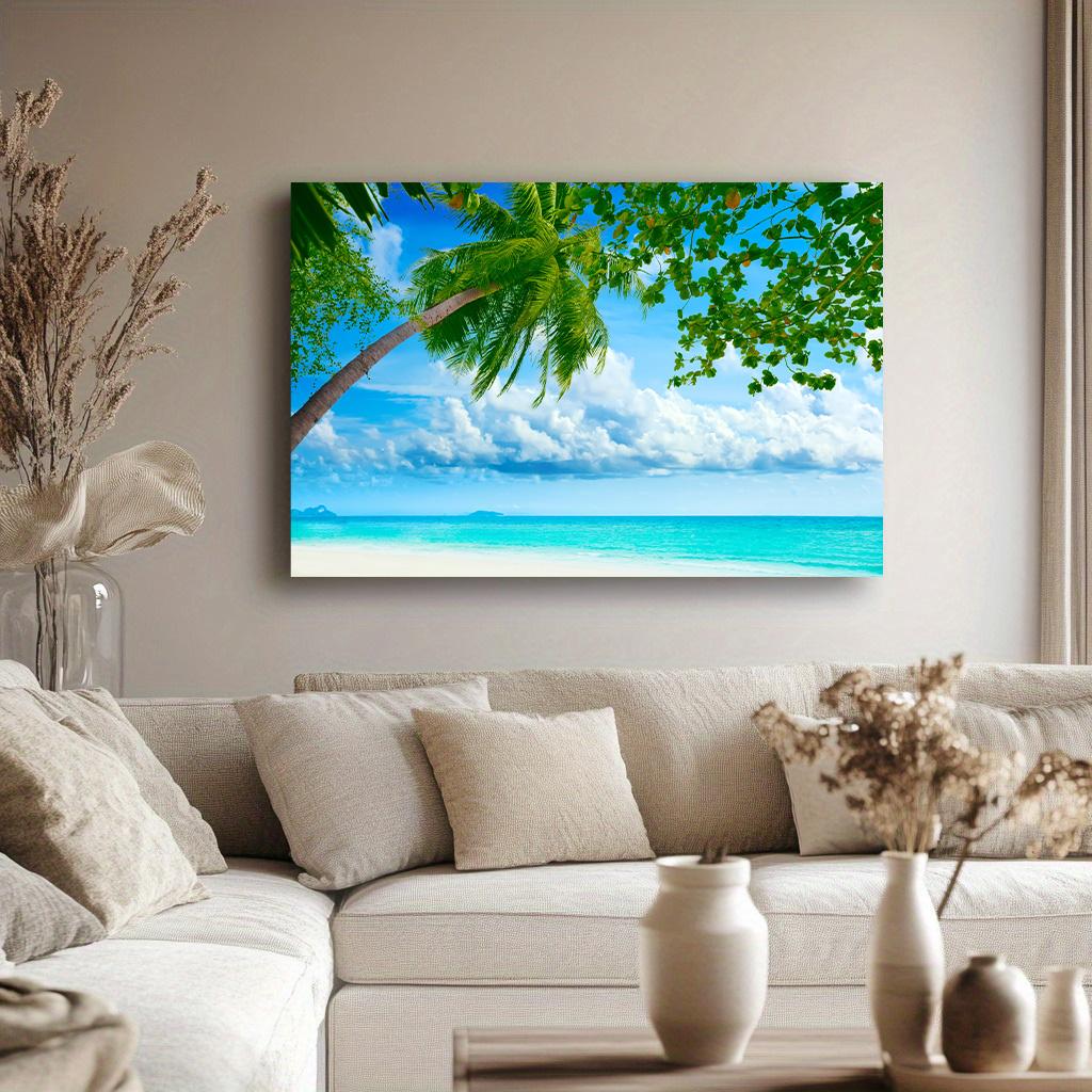 Blue Ocean Beach Scenery Canvas Painting Frameless Home Decor Suitable for Living Room Bedroom for Friends and Family Gifts