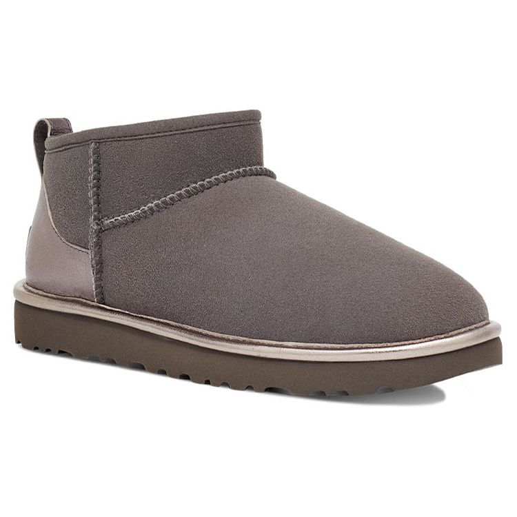 UGG Classic Ultra Mini Shine Sheepskin Warm Durable Comfortable Ankle Snow Boots Women boots Charcoal 1123634-CHRC