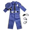 Boy's Police Costume Set - 140 Cm Navy Blue, Includes Cap, Whistle & Handcuffs, Premium Fabric, Ages 6-7