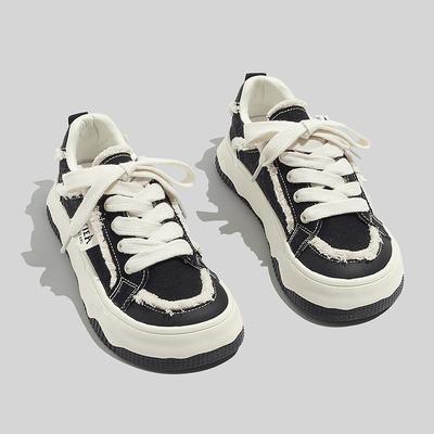 Rough Canvas Shoes 2026 Spring Thick-soled Black Casual Niche Design Beggar Shoes Tide Board Shoes