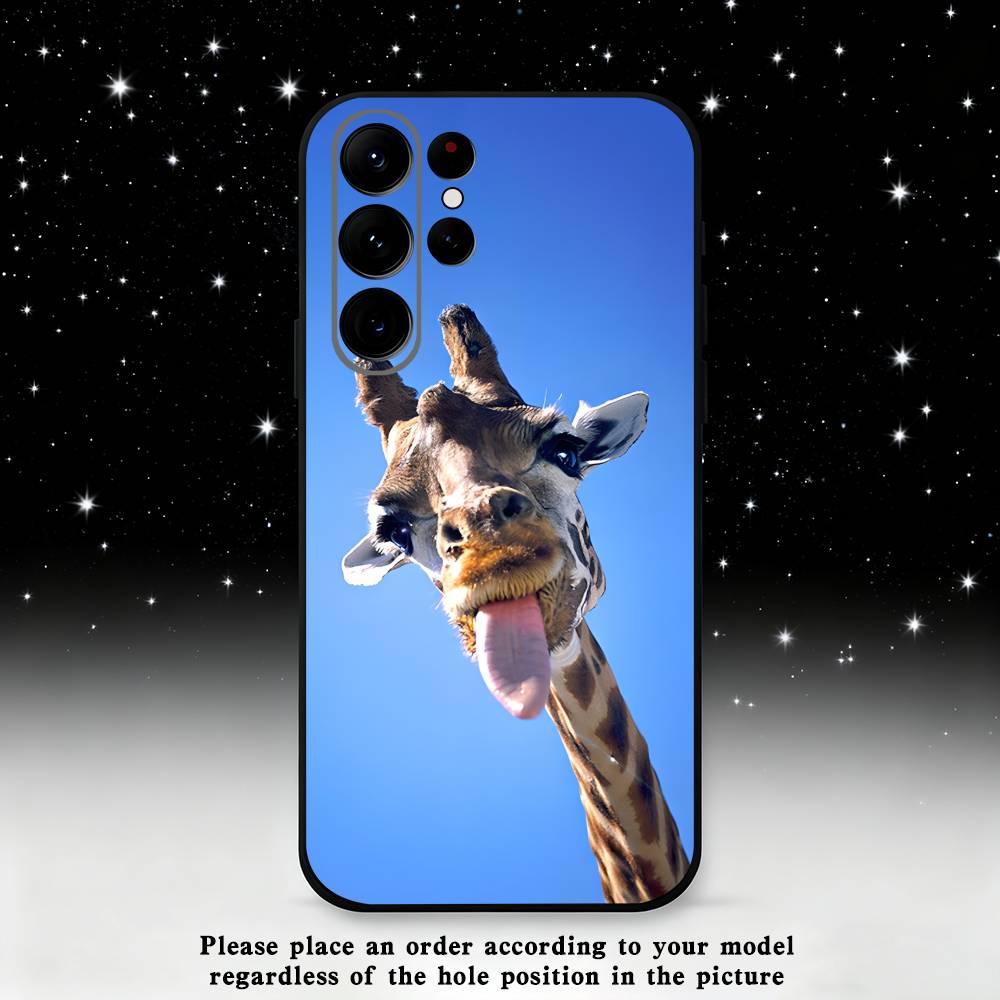 Giraffes Cute Animal Phone Case For Samsung S25,S24 Ultra,S20,S30 plus,S22 plus,S23,S30 Ultra 5G Silicone Black Shell