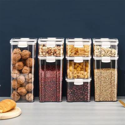 Airtight Food Storage Containers Kitchen Clear Plastic Canisters Sealed Jar With Easy Lock Lids Miscellaneous Grains Barley Noodle Storage Jar