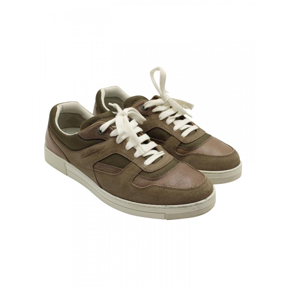Salvatore Ferragamo Two Toned Sneakers In Brown Suede Brown