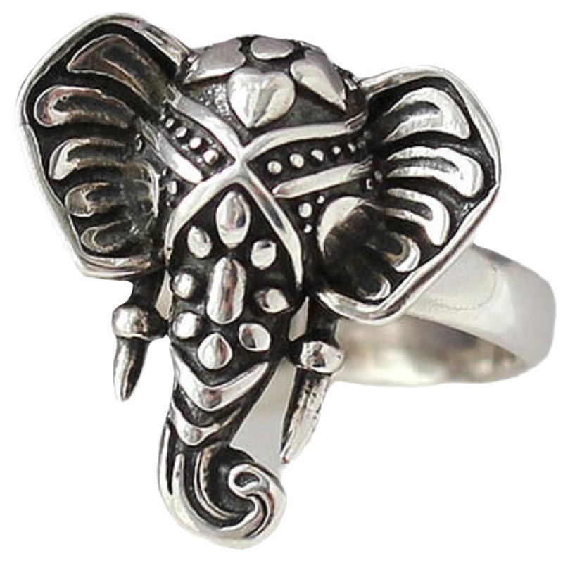 Verstellbarer Vintage Elefantenrüssel Ring in Sterling Silber für Männer Frauen Boho Retro Offener Finger