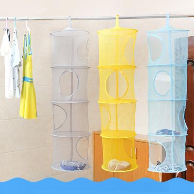 Folding Toys Storage Hanging Bag Basket Soft Teddy Hammock Net 4 Girds