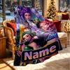 Custom Name Personalized Demon Hunters Kpop Print Blanket, Home Decor, Bedroom, Sofa, Camping, Couch, Gifts for Birthday Christmas
