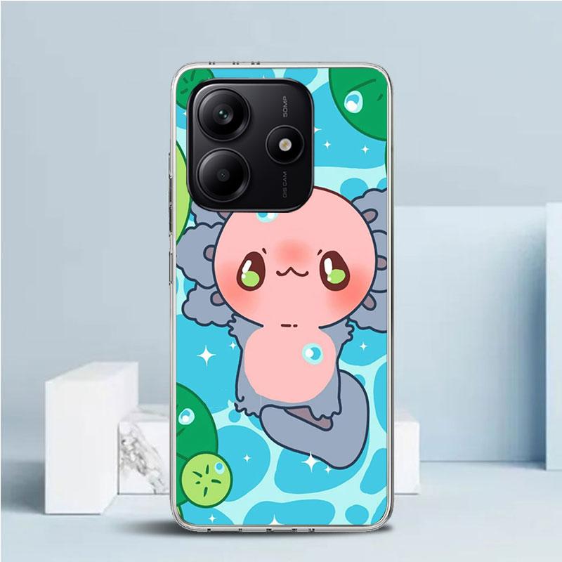 Cute Axolotl Kawaii Soft Cover for Xiaomi Redmi Note 15 14 13 12 Pro Plus Phone Case 14S 11S 11T 11E 10S 10 4G Pattern Shell Red