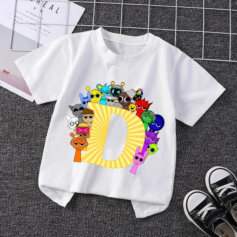 Children's T-shirt A-Z letter T-shirt cute cartoon boy and girl clothes