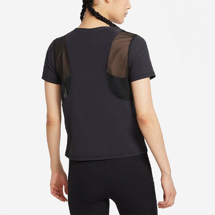 Nike Air Quick-Dry Slit Reflective Breathable Mesh Short Sleeve T-Shirt Women Tops Black CZ9375-010