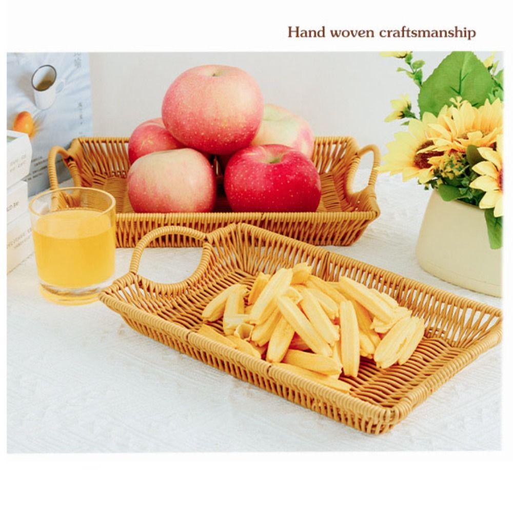 High Quality Hardness Rattan Wicker Woven Serving Baskets Handwoven 10 Styles Bread Fruit Vegetables Basket Khaki Rattan Basket