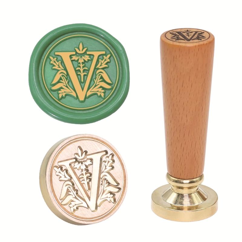Customizable Sealing Stamp Brass Head and Beechwood Handle Vintaged Steal for Letters and Gifts