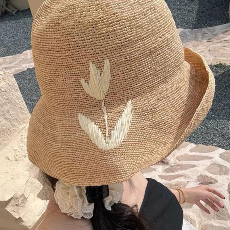 

Japanese Handmade Raffia Flower Fashion Wide Brim Straw Hat Women s Summer Sun Hat Beach Vacation Beach Hat Sombrero Mujer Playa