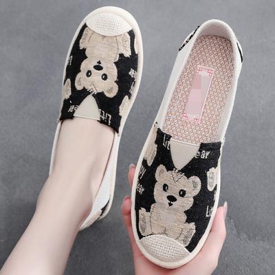 Lazy Pedal Women's Canvas Shoes Spring, Summer and Autumn New Old Beijing Cloth Shoes Women's Single Shoes Breathable and Lightweight